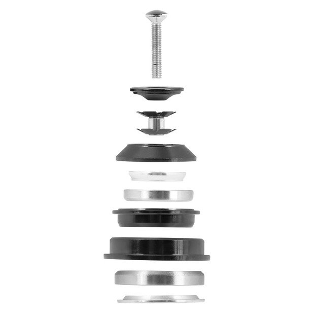 Vairo kolonėlė FORCE TAPER 1 1/8 -1 1/2  pusiau integruota 55 mm (aliuminė, juoda) 1