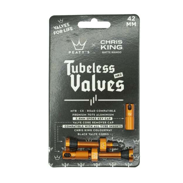 Bekamerinės sistemos ventiliai PEATY S X CHRIS KING (MK2) MANGO TUBELESS VALVES 42MM (PTV2-42-MNG-12) 1