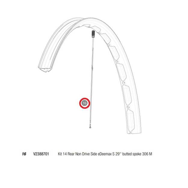 MAVIC KIT 14 REAR NON DRIVE SIDE EDEEMAX S 29  BUTTED SPOKE 306 M7/7 (V2388701)