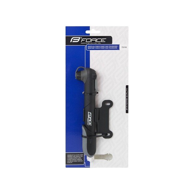 Rankinė pompa FORCE Pocket Duo teleskopinė 8bar (plastikas/aliuminis) 3