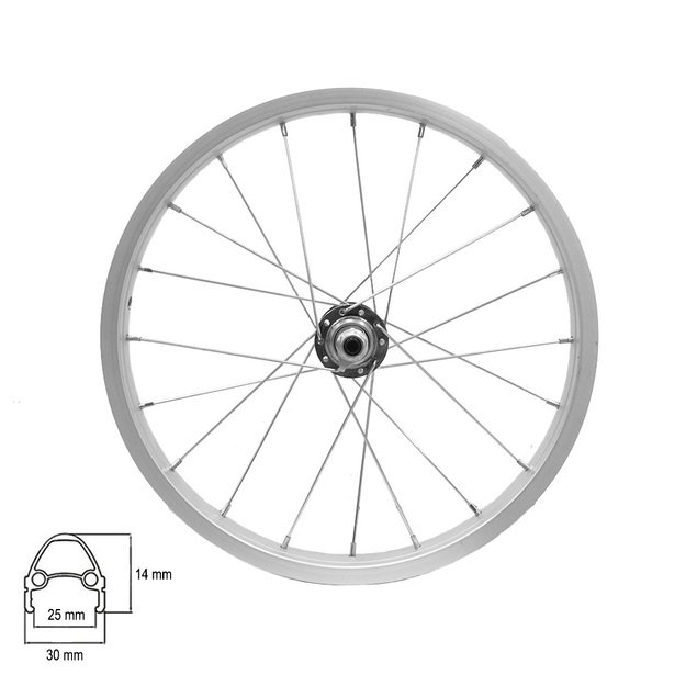 Priekinis ratas 16  20H V-brake, veržlė, sidabrinis (plienas)