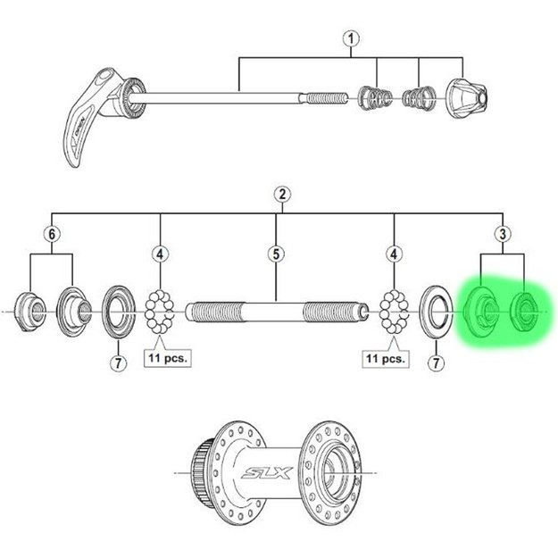 Konusas ir veržlė stebulei Shimano HB-M675 (dešinė) 2