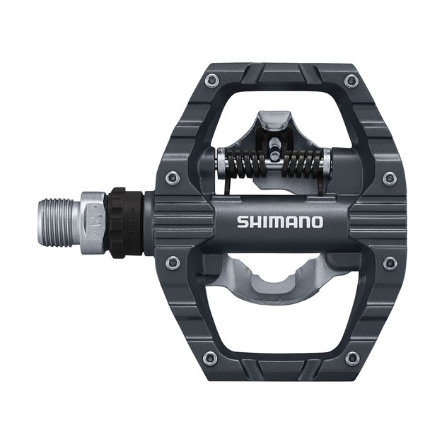 Pedalai SHIMANO EH500, dvipusiai, su plokštelėm SH56 (juodi) 1