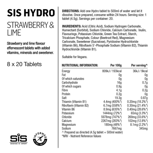 Tirpstančios hidro tabletės SIS Go (braškių ir laimo skonio) 1