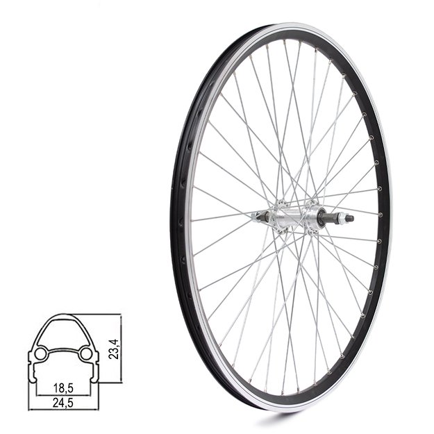 Galinis ratas Dynamic 26  // V-Brake, 36H, užsukamas žvaigždžių blokas, veržlė, aliuminis, dvigubas