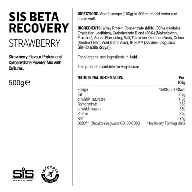 Atsistatymo milteliai SIS Beta Fuel Recovery Powder braškių skonio 500g 1