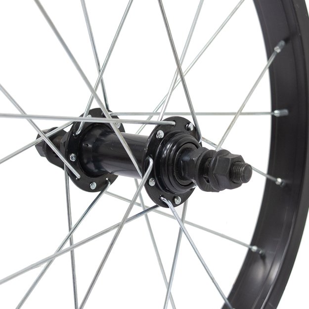 Priekinis ratas 16  // 20H, V-Brake, veržlė, viengubas, aliuminis, juodas matinis 1