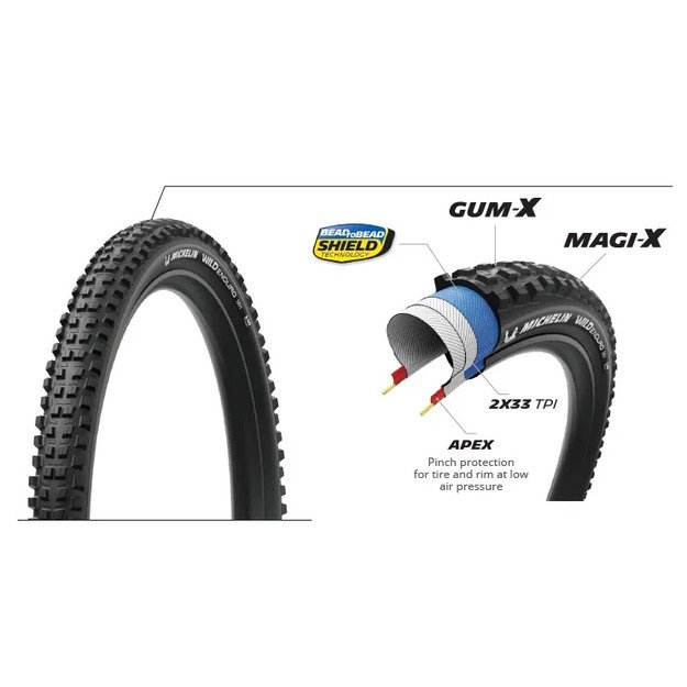 MICHELIN TIRE WILD ENDURO MH 27.5x2.50 PERFORMANCE LINE FOLDABLE GUM-X/MAGI-X TS TLR (822348) 2