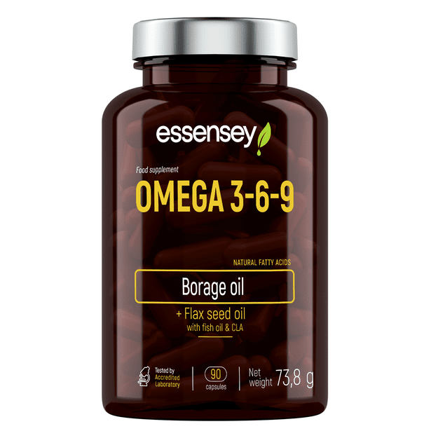 Riebalų rūg&scaron;tis TREC ESSENSEY OMEGA 3-6-9 90 kapsulių