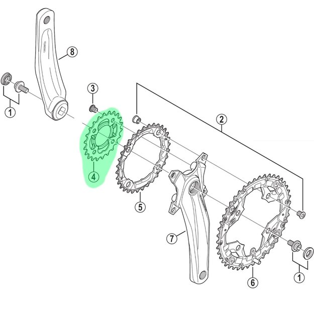 Priekinė žvaigždė Shimano Alivio M430 22T 1