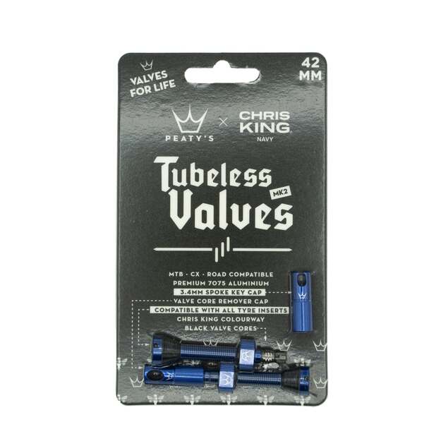 Bekamerinės sistemos ventiliai PEATY S X CHRIS KING (MK2) NAVY TUBELESS VALVES 42MM (PTV2-42-NVY-12) 1