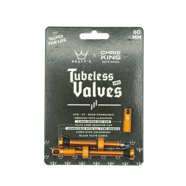 Bekamerinės sistemos ventiliai PEATY S X CHRIS KING (MK2) MANGO TUBELESS VALVES 60MM (PTV2-60-MNG-12) 1