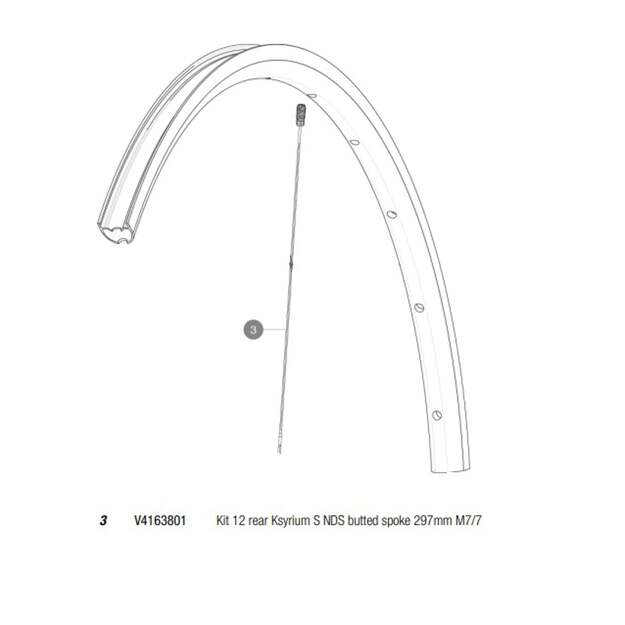 MAVIC KIT 12 REAR KSYRIUM S NDS BUTTED SPOKE 297MM M7/7 (V4163801)