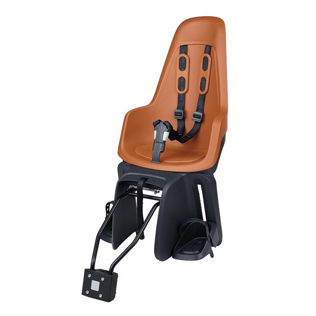 Dviračio kėdutė BoBike One® Maxi 1P & EB-D // su atšvaitu gale, tvirtinimas ant bagažinės ir ant rėmo (ruda)