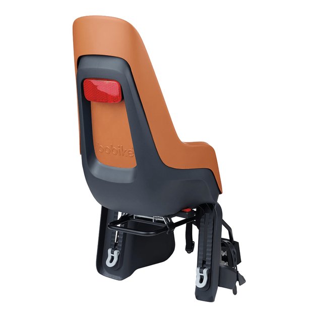 Dviračio kėdutė BoBike One® Maxi 1P & EB-D // su atšvaitu gale, tvirtinimas ant bagažinės ir ant rėmo (ruda) 1