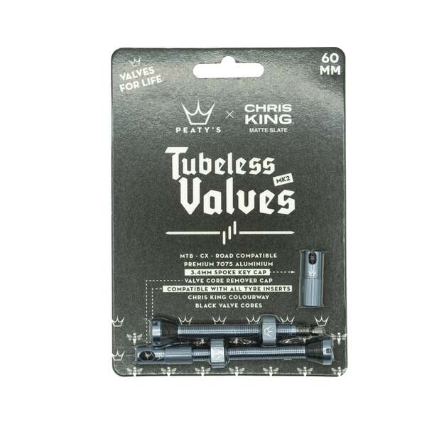 Bekamerinės sistemos ventiliai PEATY S X CHRIS KING (MK2) SLATE TUBELESS VALVES 60MM (PTV2-60-SLT-12) 1