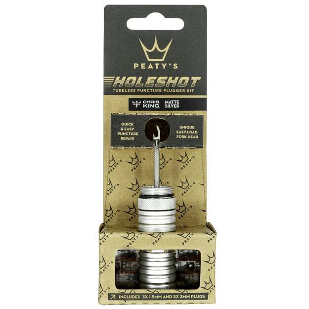 Bekamerinės sistemos remonto komplektas PEATY S HOLESHOT TUBELESS PUNCTURE PLUGGER KIT - SILVER (PPR-TPP-SIL-12) 1