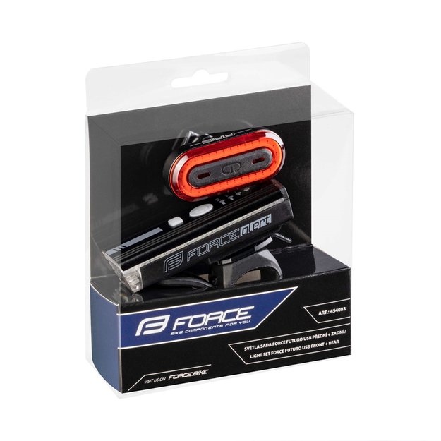 Žibintų komplektas FORCE Futuro, kraunama USB (juoda) 2