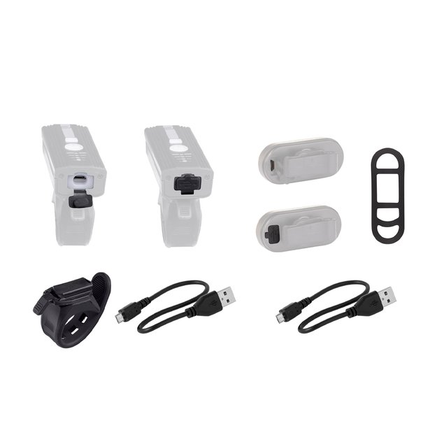 Žibintų komplektas FORCE Futuro, kraunama USB (juoda) 1