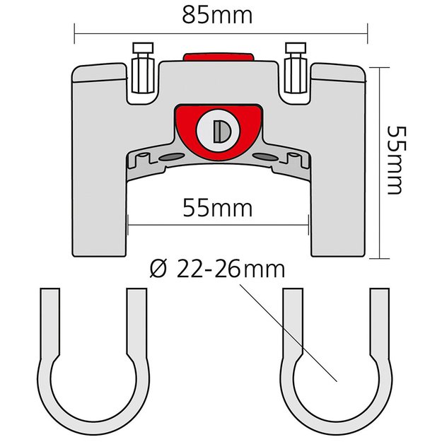 Krep&scaron;elio ant vairo laikiklis Rixen & Kaul - KLICKfix // su užraktu, 22-26 mm 2