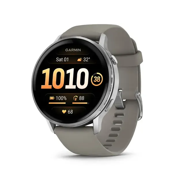 Išmanusis laikrodis Garmin Venu® 4 | 45mm | Silver - Silver Grey Silicone Band