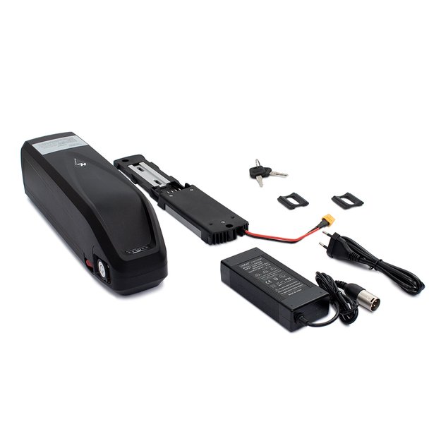 Elektrinio variklio akumuliatorius 48V 13Ah 624Wh // su pakrovėju, laikikliu ir 2 raktais