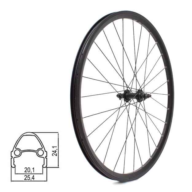 Priekinis ratas ZLA-019 26  // V-Brake, 28H, veržlės, dvigubas, kniedytas, aliuminis