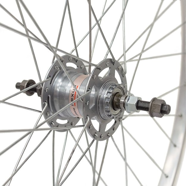 Galinis ratas 28/29  // V-Brake, 36H, Shimano Nexus Inter 3-speed, veržlės, dvigubas, aliuminis (sidabrinis)