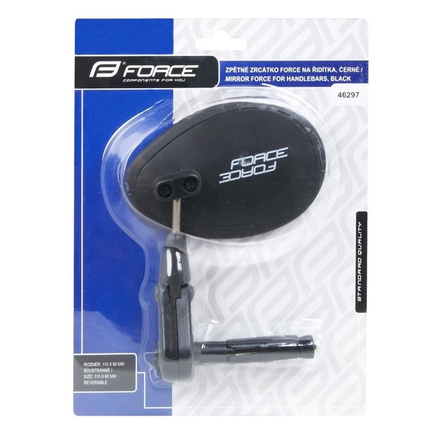 Veidrodėlis FORCE įstatomas į vairą, apverčiamas (juodas)