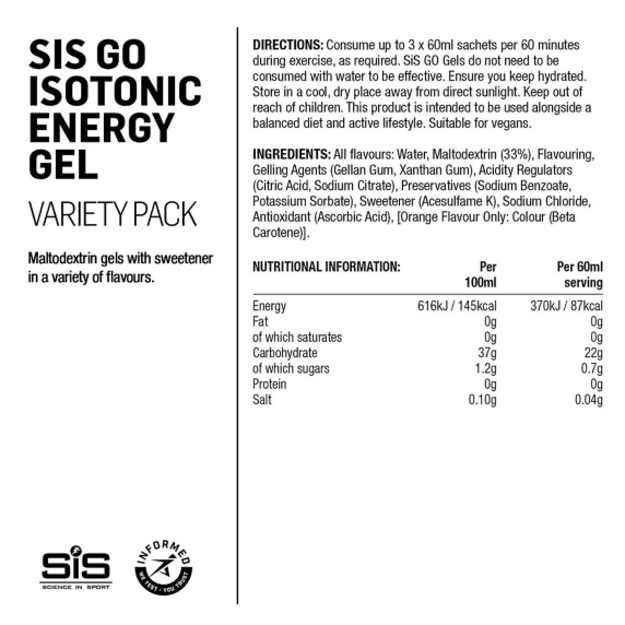 Geliai SIS Go Isotonic Energy Variety Pack Variety Pack 7 Isotonic Gels