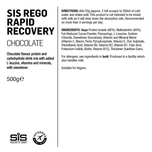 SIS Rego Rapid Recovery atsistatymo milteliai Chocolate 500g 1