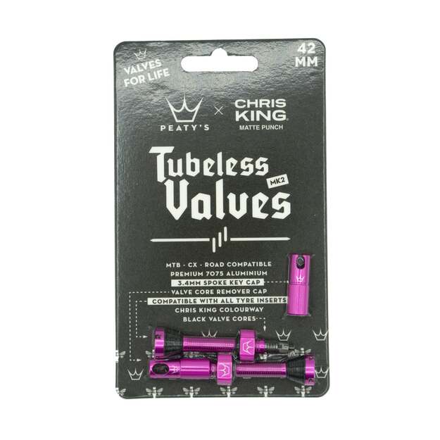 Bekamerinės sistemos ventiliai PEATY S X CHRIS KING (MK2) PUNCH TUBELESS VALVES 42MM (PTV2-42-PUN-12) 1