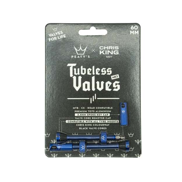Bekamerinės sistemos ventiliai PEATY S X CHRIS KING (MK2) NAVY TUBELESS VALVES 60MM (PTV2-60-NVY-12) 1