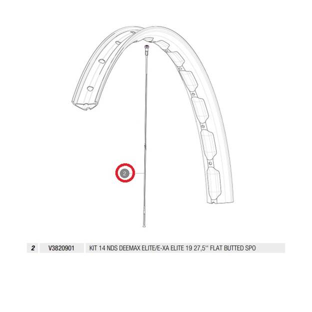 MAVIC KIT 14 NDS DEEMAX ELITE/E-XA ELITE 19 27,5  FLAT BUTTED SPOKE 282MM + NIPPL. (V3820901)