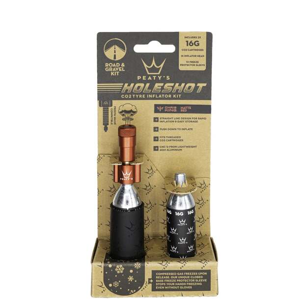 CO2 pompa PEATY S HOLESHOT CO2 TYRE INFLATOR - ROAD & GRAVEL (16G) - RED (PPR-HTI-RAG-RED-12) 1
