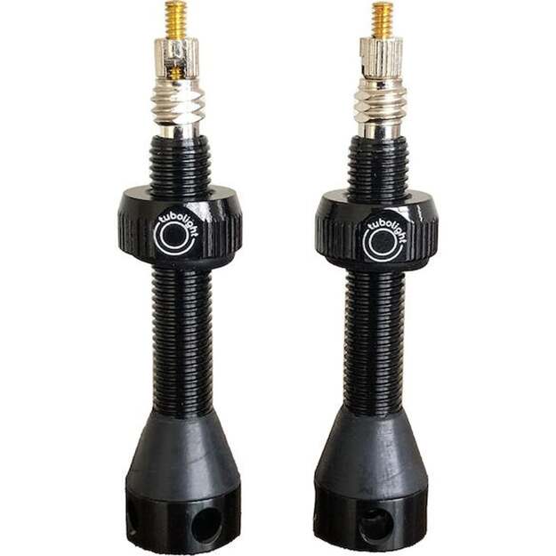 TUBOLIGHT BRASS BLACK SHORT VALVES PAIR (VVBLK-BR40)