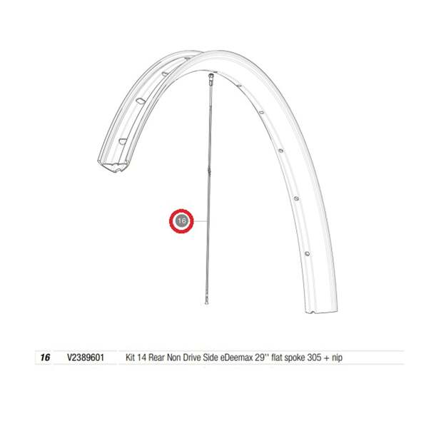 MAVIC KIT 14 REAR NON DRIVE SIDE E-DEEMAX 29  FLAT SPOKE 305 + NIPPLE (V2389601)