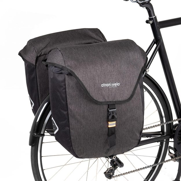 Šoniniai krepšiai ant bagažinės AtranVelo ZAP SIDE PANNIERS // 2 x 27L 17x42x36 cm, Water-Proof (pilka) 1