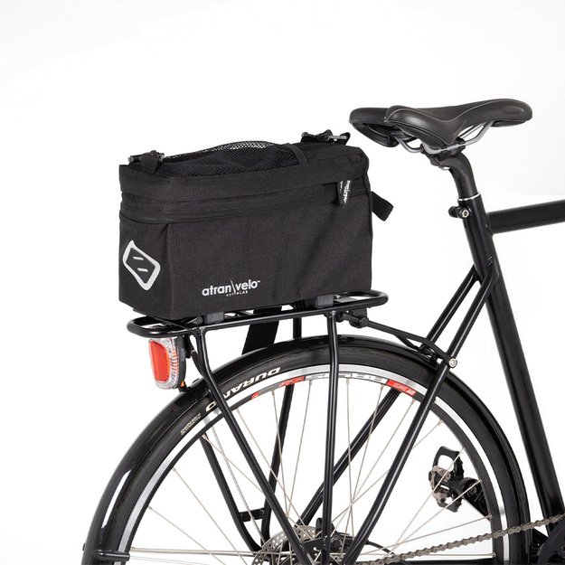 Krepšys ant bagažinės AtranVelo ZAP EASY // 11L, 17x25x31 cm, AVS fiksacija, Water-Proof (juoda)  2