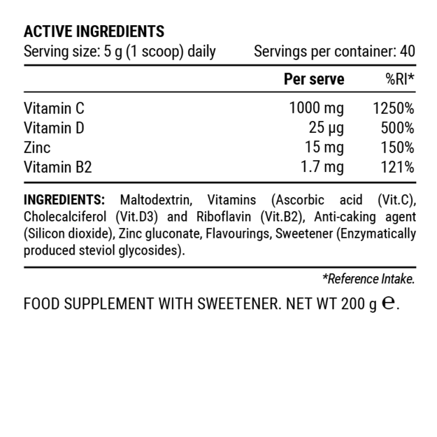Pillar Performance Immune C milteliai tropinio skonio (indelis 200g) 1