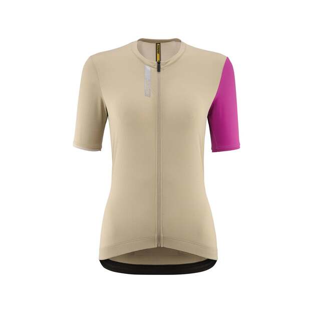 MAVIC WOMENS SHORT SLEEVE JERSEY ESSENTIAL WHITE PEPPER/FUCHSIA (T000588)