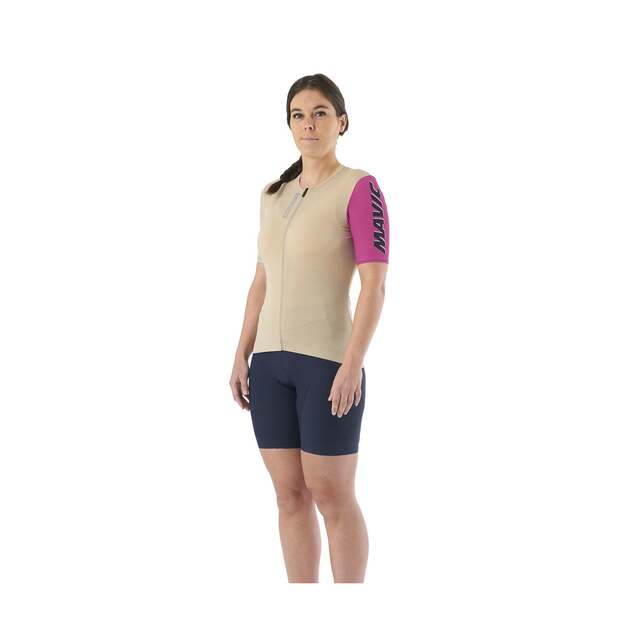 MAVIC WOMENS SHORT SLEEVE JERSEY ESSENTIAL WHITE PEPPER/FUCHSIA (T000588) 3