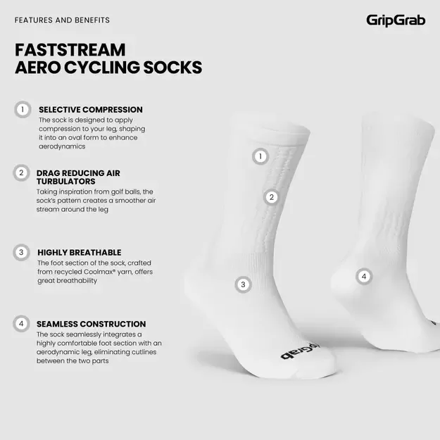 GripGrab FastStream Aero kojinės | White 3