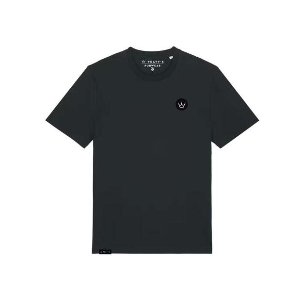 PEATY S PUBWEAR TRIKO S KR&Aacute;TK&Yacute;M RUK&Aacute;VEM EMBROIDERED CROWN / BLACK (PPW-25-TEE-CWN-BLK)