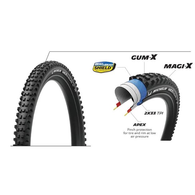 MICHELIN TIRE WILD ENDURO MS 27.5x2.40 PERFORMANCE LINE FOLDABLE GUM-X/MAGI-X TS TLR (534238) 2