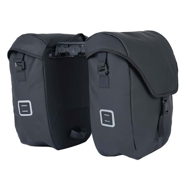 &Scaron;oniniai krep&scaron;iai ant bagažinės AtranVelo COMMUTER // 2x26 L, 17x42x35 cm, AVS ir AVS SIDE fiksacija, Water-Proof (matinė juoda)