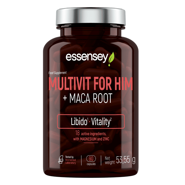 Multivitaminai vyrams TREC ESSENSEY MULTIVIT FOR HIM + MACA &Scaron;AKNIS 90 kapsulių