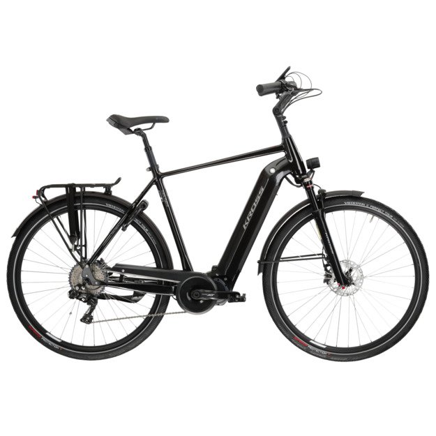 KROSS Trans Hybrid Prestige / 630 Wh / BlackSilver Gloss / elektrinis miesto dviratis (28 ) 