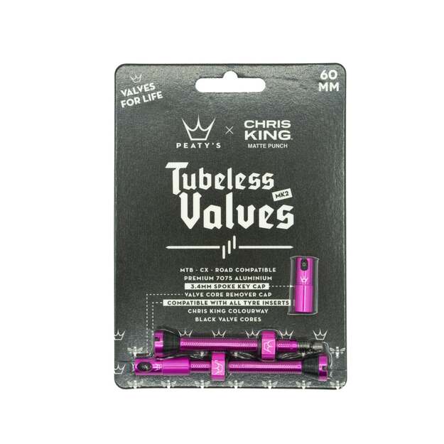 Bekamerinės sistemos ventiliai PEATY S X CHRIS KING (MK2) PUNCH TUBELESS VALVES 60MM (PTV2-60-PUN-12) 1