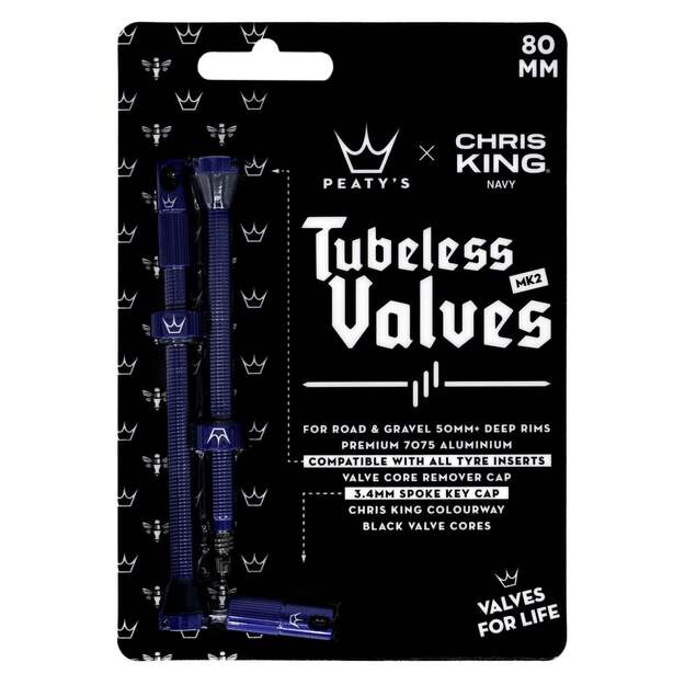 Bekameriniai ventiliai PEATY S X CHRIS KING (MK2) NAVY TUBELESS VALVES - 80MM (PTV2-80-NVY-12) 1